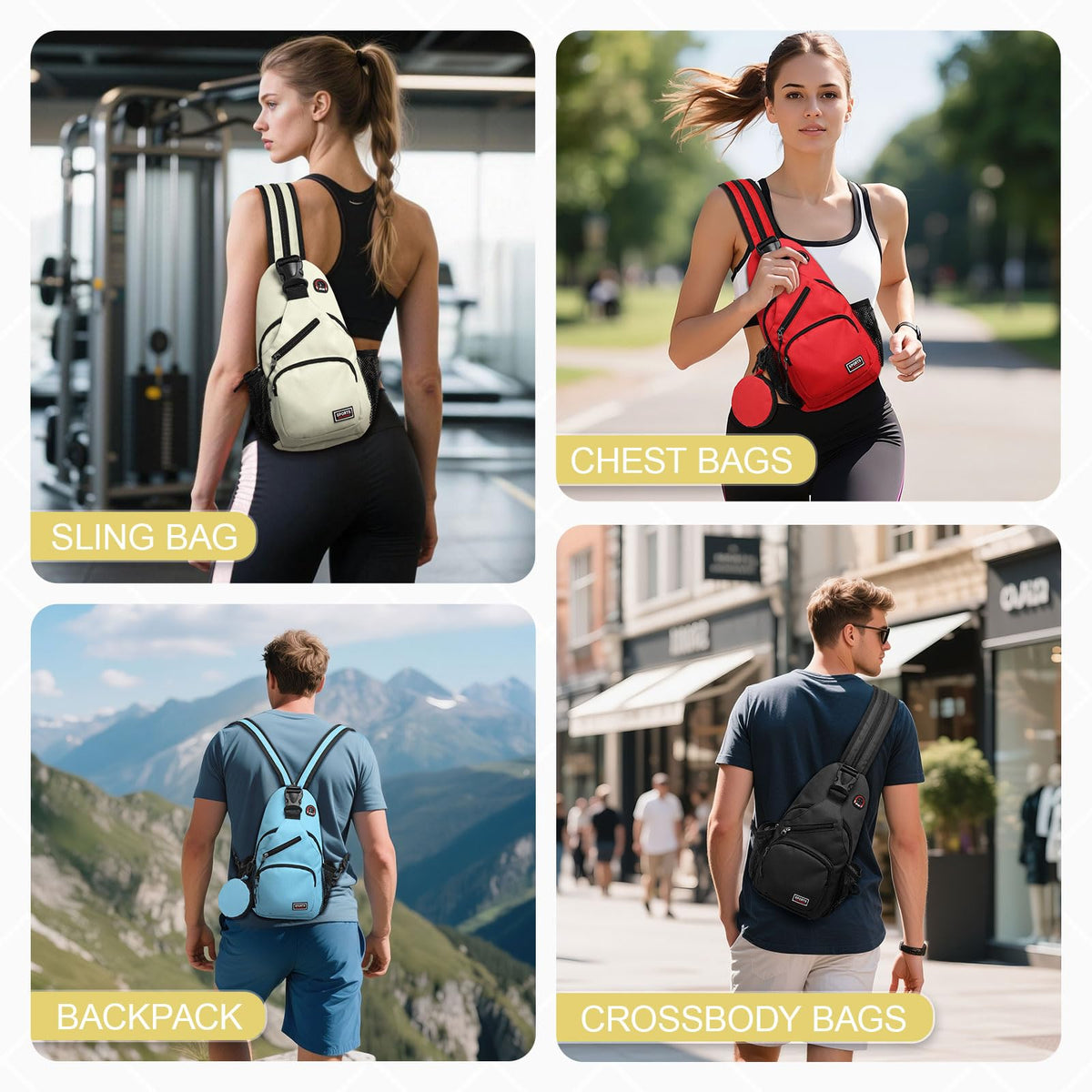 SUIKIHUM Convertible Sling Bag with Coin Pocket, 7.9" Tablet Crossbody Mini Backpack with Headphone Jack Casual Pack for Women Men Travel, White