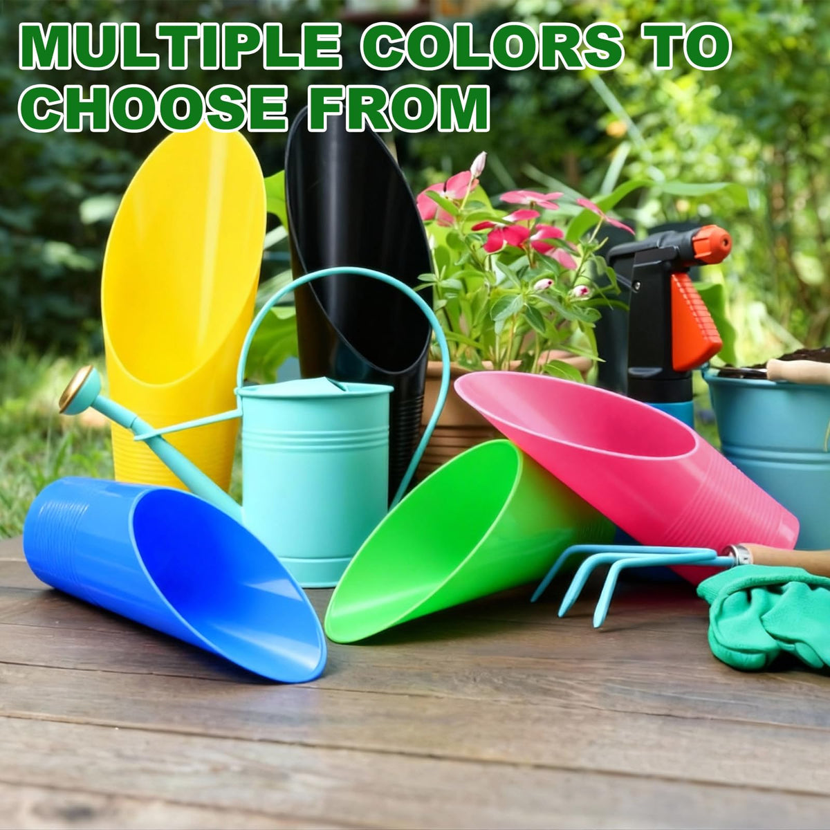 M METERXITY 18-Pack Bonsai Soil Scoops, Plastic Garden Soil Scoops Bucket Shovel Potting Scoopers for Transplanting/Flower Planting/Plant Succulent, Colorful Small Gardening Tools [Black]