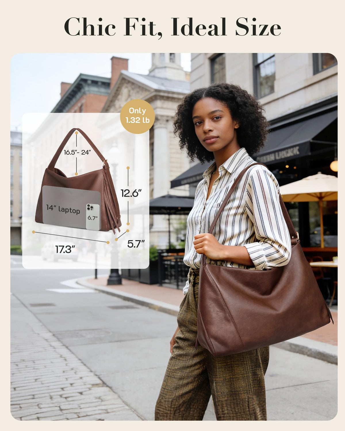 Missnine Hobo Bag for Women Designer Purse Shoulder Handbags Vegan Leather Tote Bag Large Crossbody Bags with Multi-Pockets,Coffee