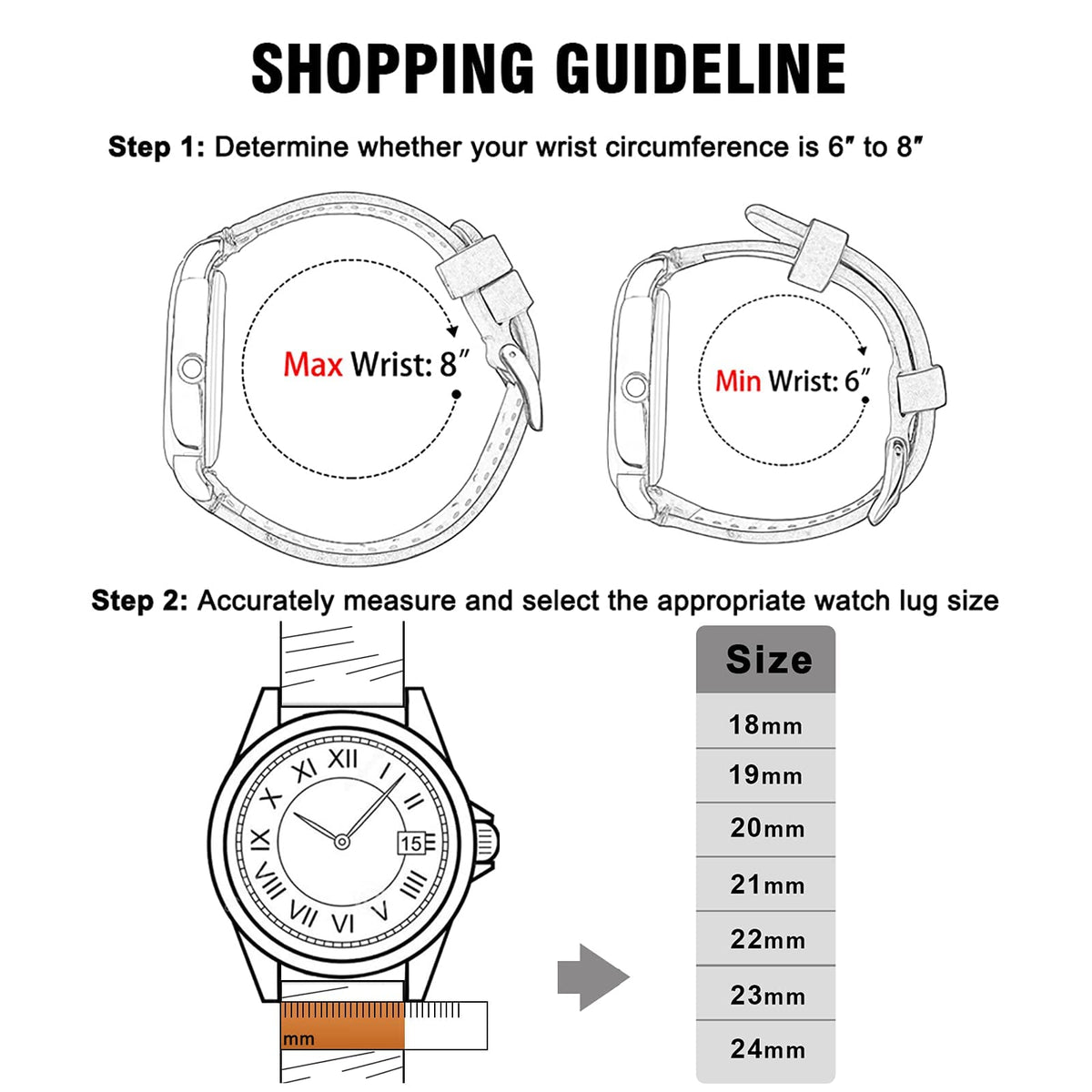Ritche Leather Watch Strap with Quick Release Pins, 20mm Replacement Watch Band for Men and Women, Fits Smartwatches & Traditional Watches
