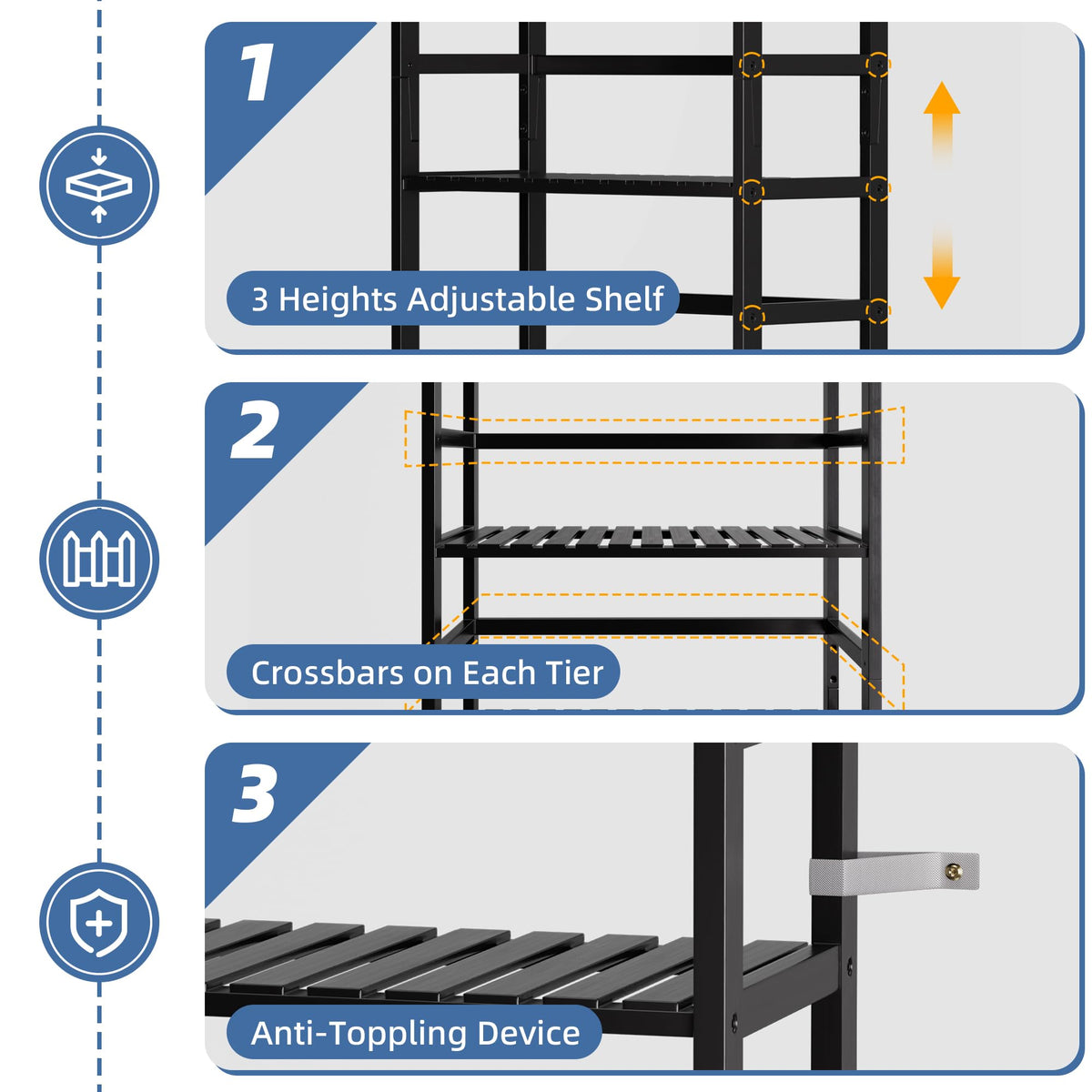 HITNET Bamboo Bookshelf, 6-Tier Tall Open Bookcase with Adjustable Shelves, Floor Standing Storage Shelf Unit for Living Room Bathroom Home Office, Black