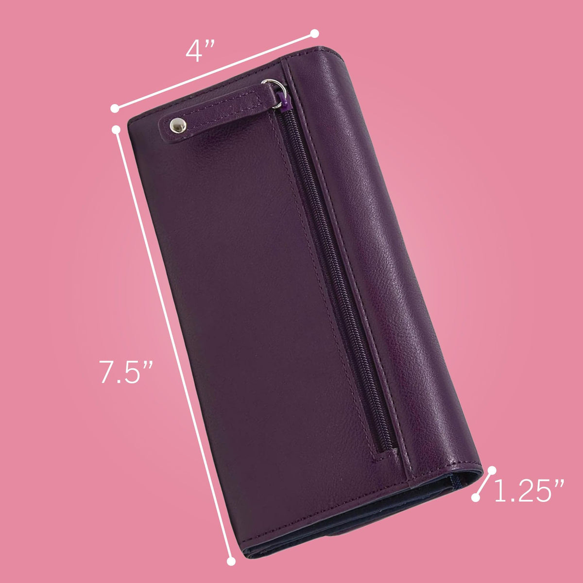 Nautica Money Manager Womens Slim Compact RFID Blocking Credit Card Holder Clutch Wallet Organizer with Zipper Coin Purse and Phone Compartment in Plum