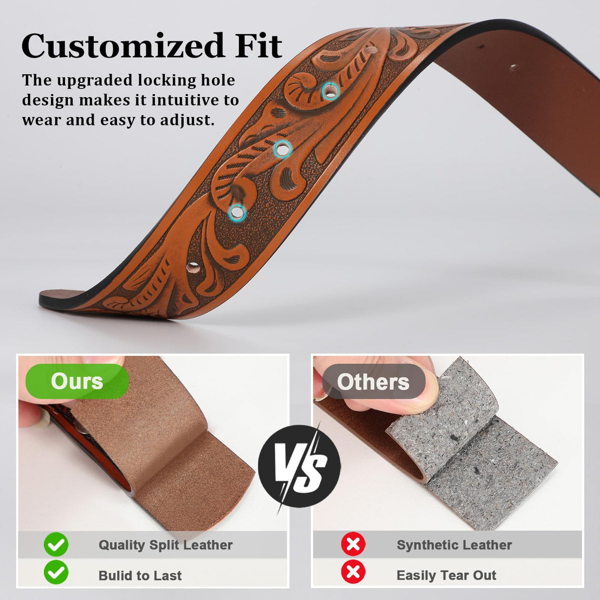 SANSTHS Cowboy Belts for Men Women, Western Leather Belt with Big Buckles Mexican Country Black Longhorn Bull Belt for Jeans, Brown
