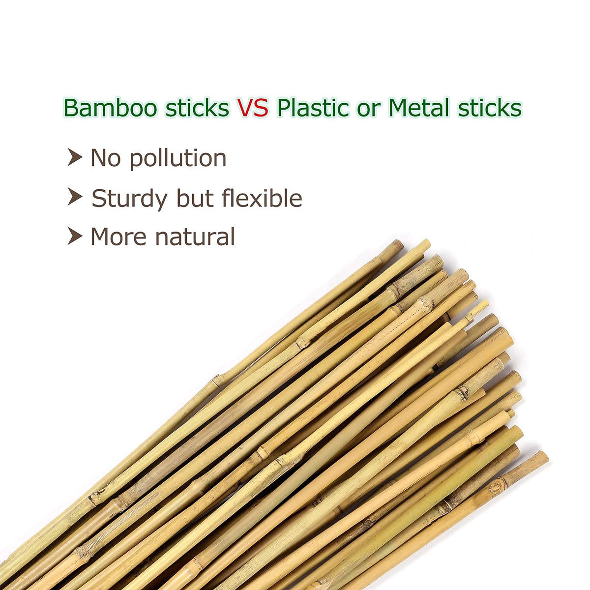 Cambaverd Bamboo Stakes 4ft Natural Plant Stakes for Tomatoes, Beans, Climbing Plants Support - 25 Pack Bamboo Sticks for Plants