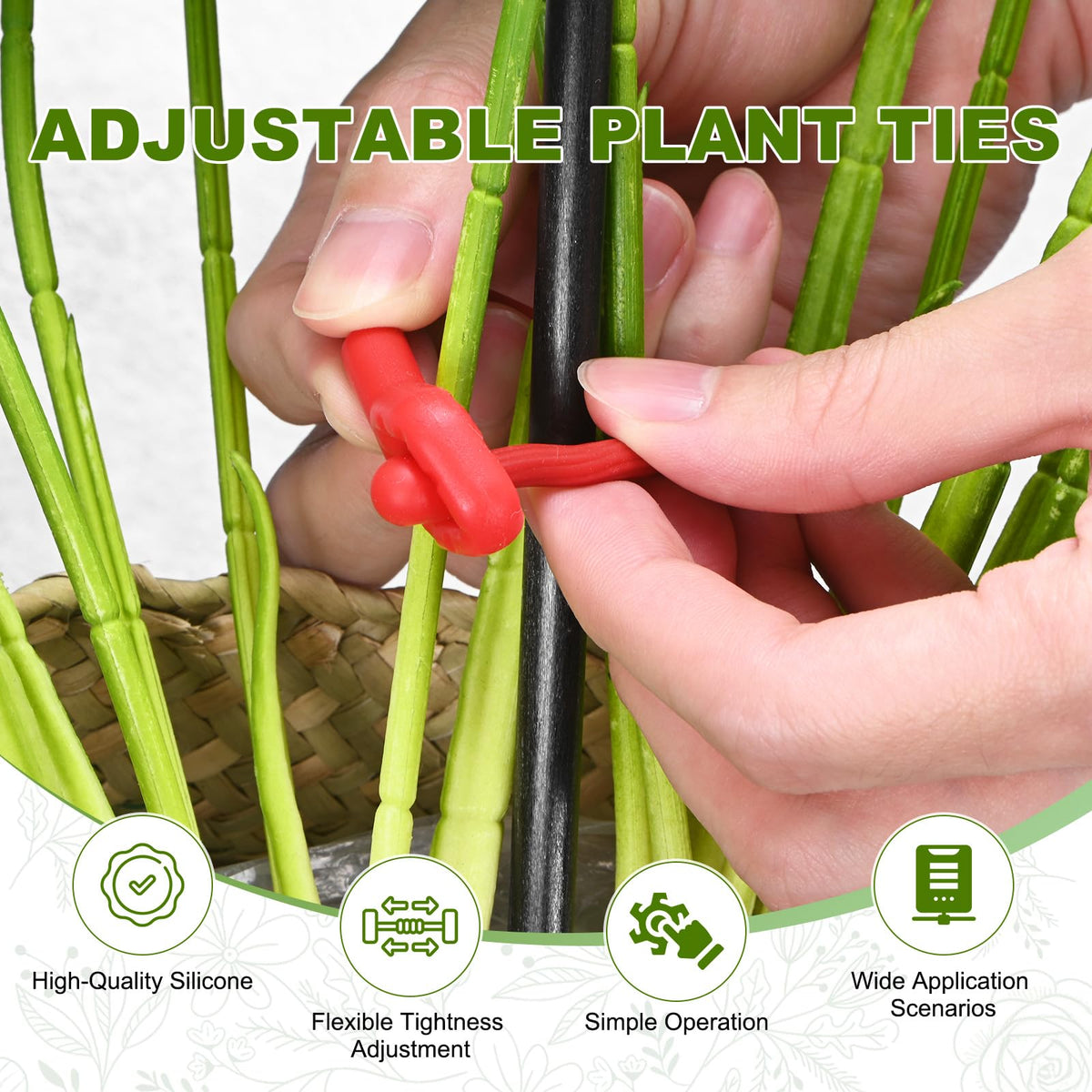 M METERXITY 12-Pack Adjustable Plant Ties, 10inch/25.4cm Silicone Flexible Multi-Function Sturdy Garden Twist Tie for Plant Support/Tree/Shrub/Vine, Reusable Support Twine [Red]