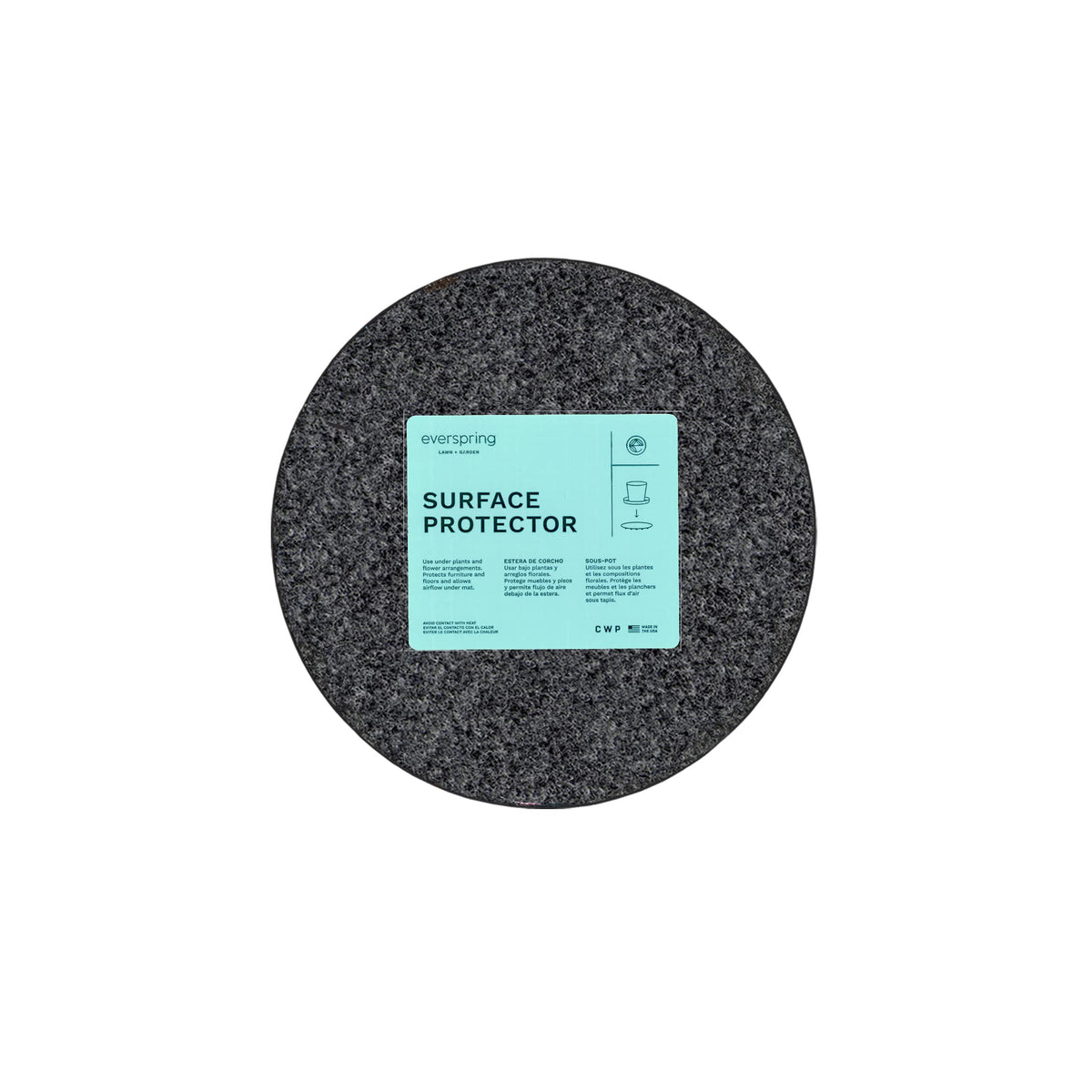Curtis Wagner Plastics Corp. MA-800 Fabric Plant Mat (8" Diameter, Charcoal Gray, 5-Pack) - Round Fabric Plant Coasters - Use as Planter, Coaster or Pads for Your Arts & Crafts
