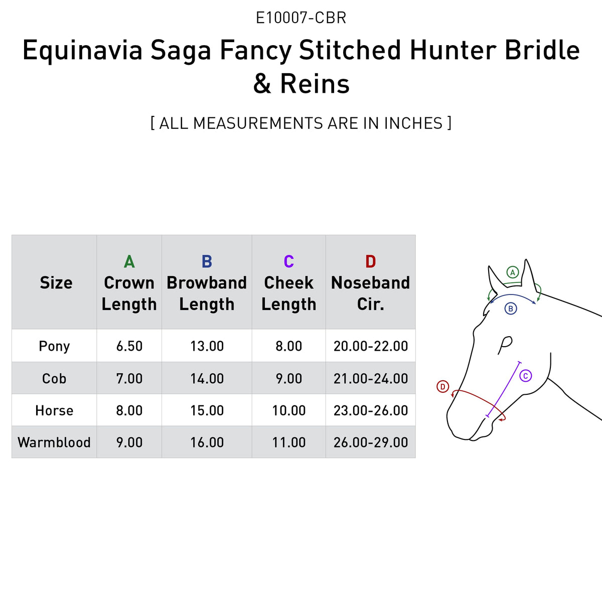 Equinavia Saga Adjustable Padded Fancy Stitched Hunter Bridle with Reins - Chocolate Brown - Pony