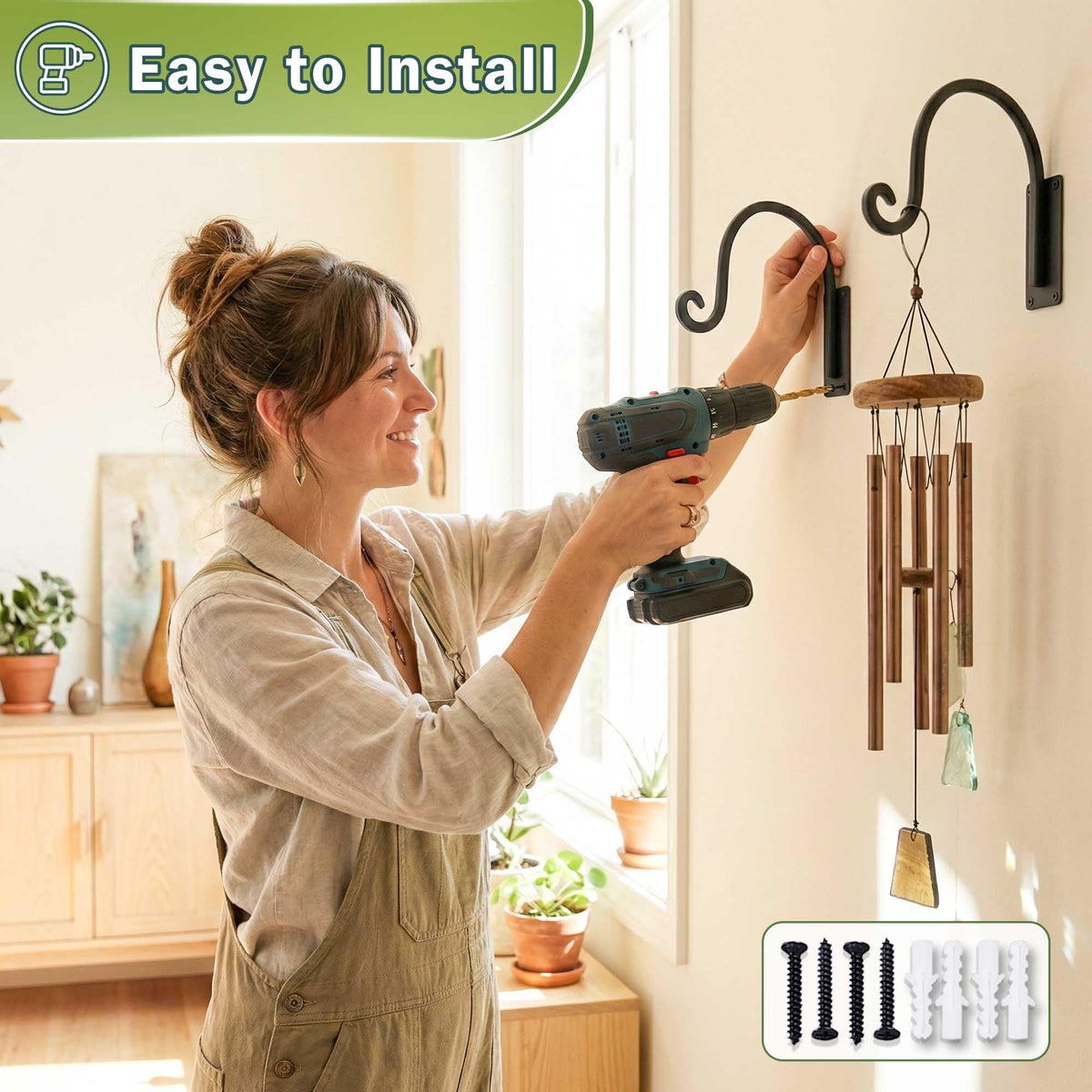 Lifyzoon Heavy Duty Plant Hanger Bracket (8"/Black) - 4 Packs, 35lbs Weight Capacity - Outdoor Hand-Forged Hanging Plant Bracket Durable and Stable Bird Feeder Hanger