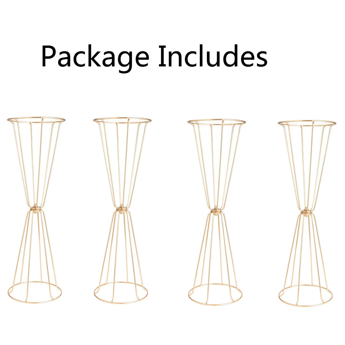Gold Vases Centerpieces for Wedding Geometric Metal Flower Stand for Tables Bulk, 4pcs 23.6” Tall Trumpet Vases for Centerpieces Party Dinner Anniversary Ceremony
