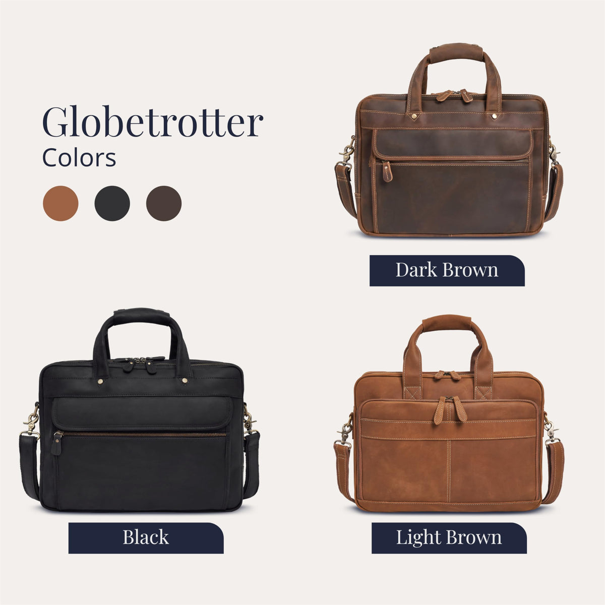 Luxorro Full Grain Leather Briefcase, Handcrafted Laptop Bag with Multiple Compartments, Fits 15.6 Inch Laptop