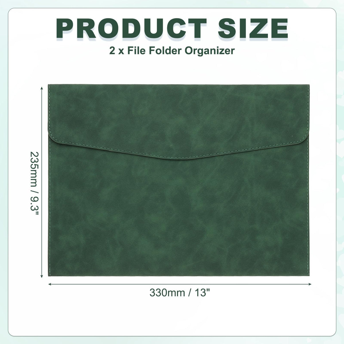 PATIKIL PU Leather A4 File Folder, 2Pcs Document Holder Filing Organizer Portfolio Envelope Folder Case with Snap Closure for Letter Receipt, Green