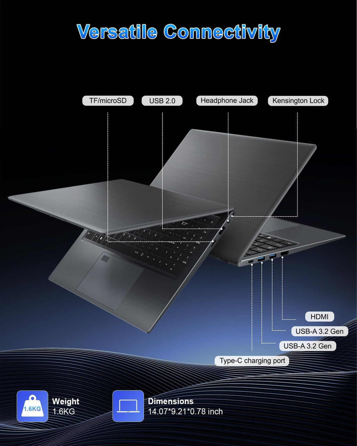 Zrasu Laptop with 12GB RAM 512GB SSD, 15.6 Inch FHD Laptop Computer, N95 Processor(up to 3.4GHz), Backlit Keyboard, Fingerprint Unlock, WiFi 6, Bluetooth 5.3