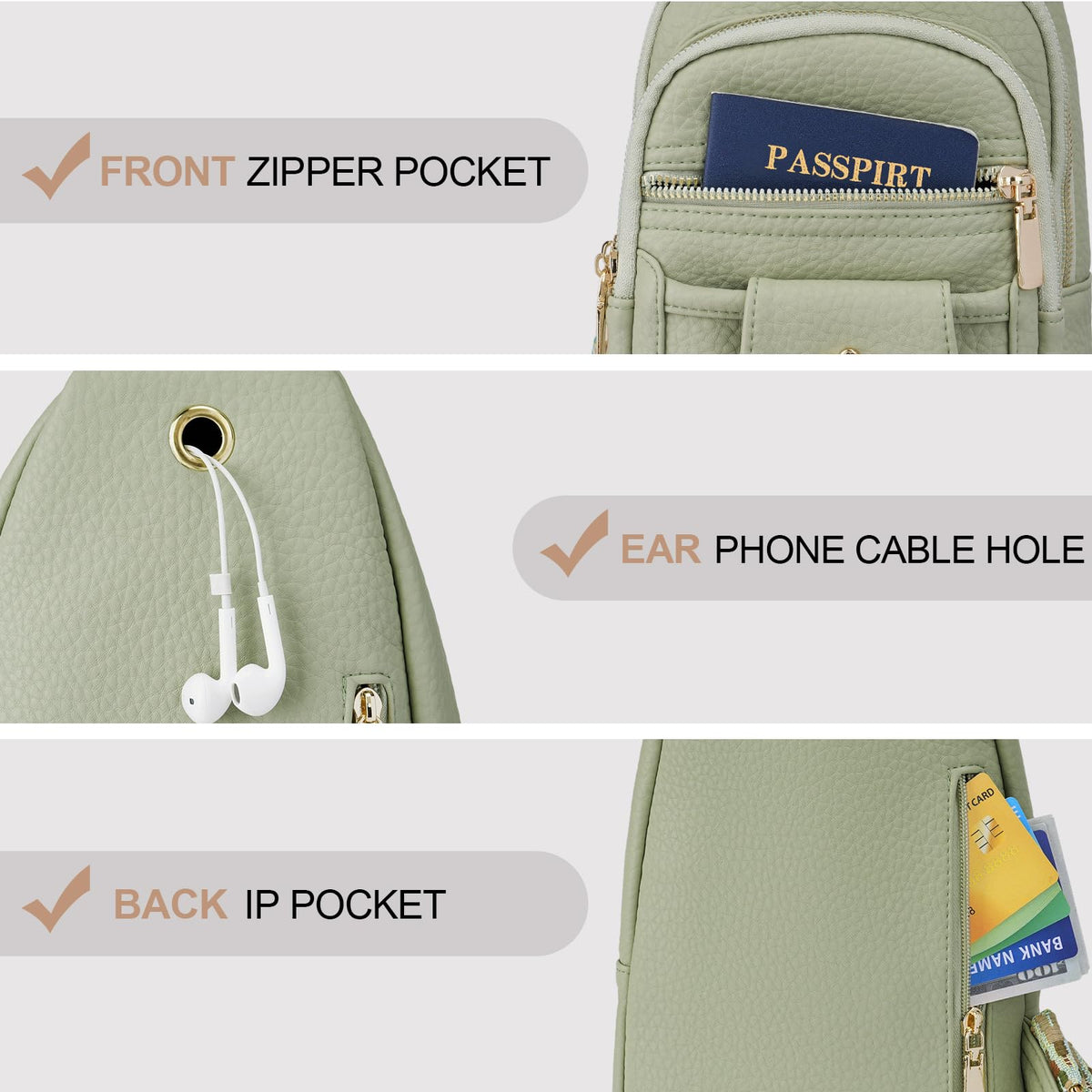 GAEKEAO Sling Bag Crossbody Bags for Women Vegan Leather Fanny Pack Chest Travel Anti Theft Purse Shoulder Bag handbags Gifts