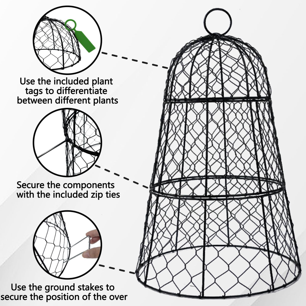 6 Pack 11.4" D x 17.7" H Garden Cloches for Plants,Rustproof Chicken Wire Cloches Flip-Top Design,Upgraded Triple Combination,Plant Protectors from Animals,Ideal for Outdoor Plant Protection
