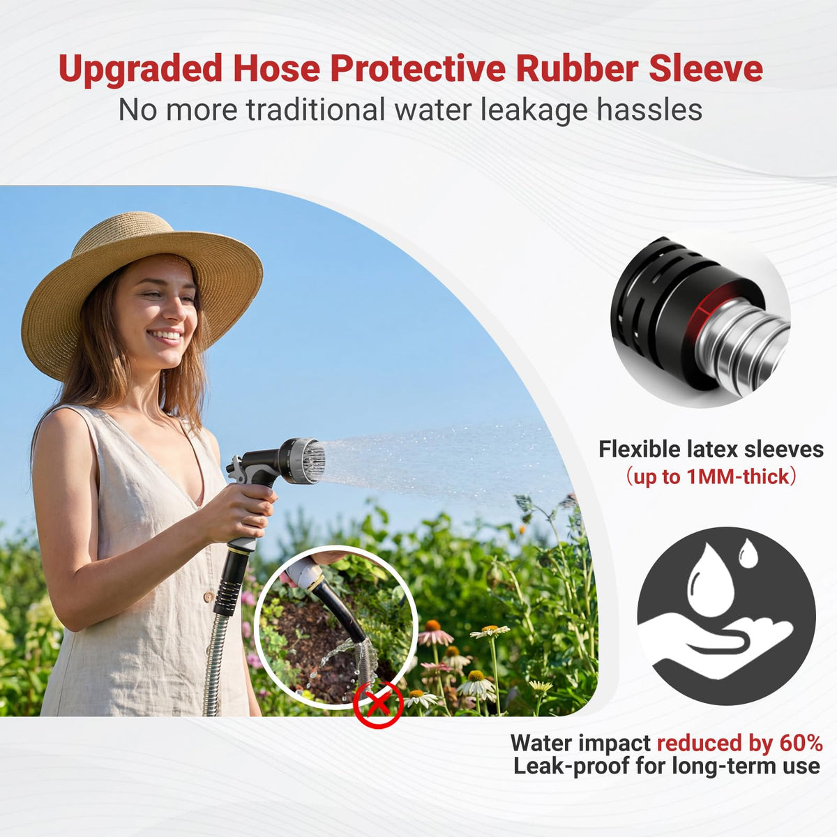 Lefree 125ft Stainless Steel Garden Hose - No-Kink Leak-Proof Crush Resistant, Dog Chew Proof with Upgraded Protective Rubber Sleeve, 10-Function Nozzle for Large Yard, Gardening, RV, Pet Bath