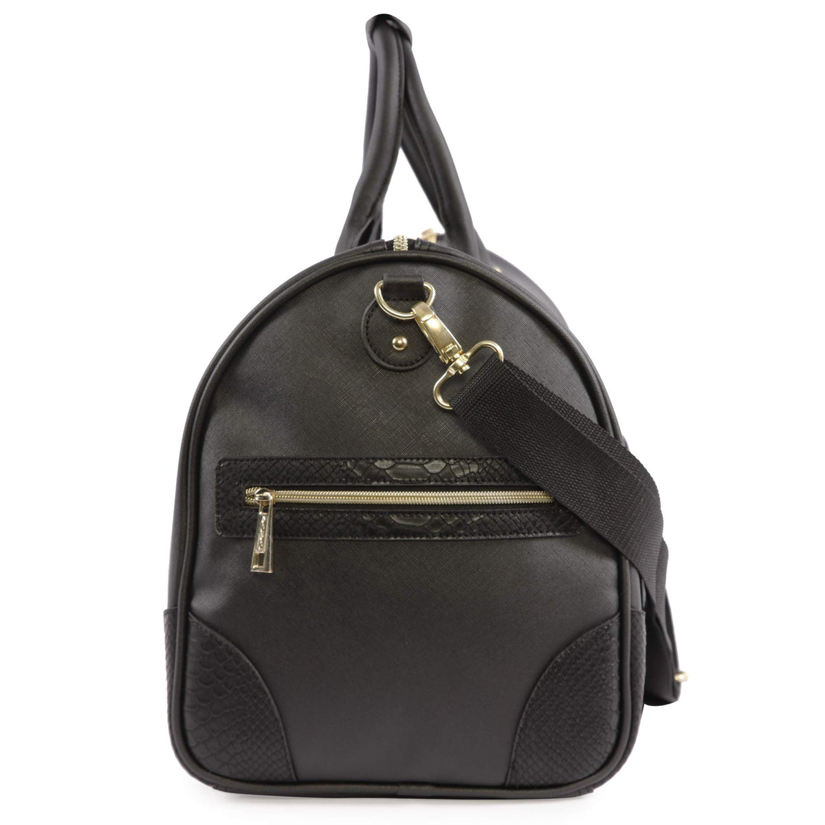 BEBE Ellisa Weekend Travel Bag For Women Weekender Bag, Black Croc