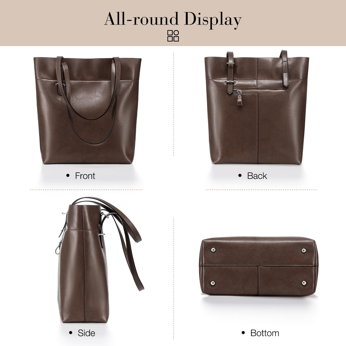 UEIRY Genuine Leather Tote Bag for Women, Large Women's Leather Shoulder Bags, Designer Womens Totes Purse with Top Handles