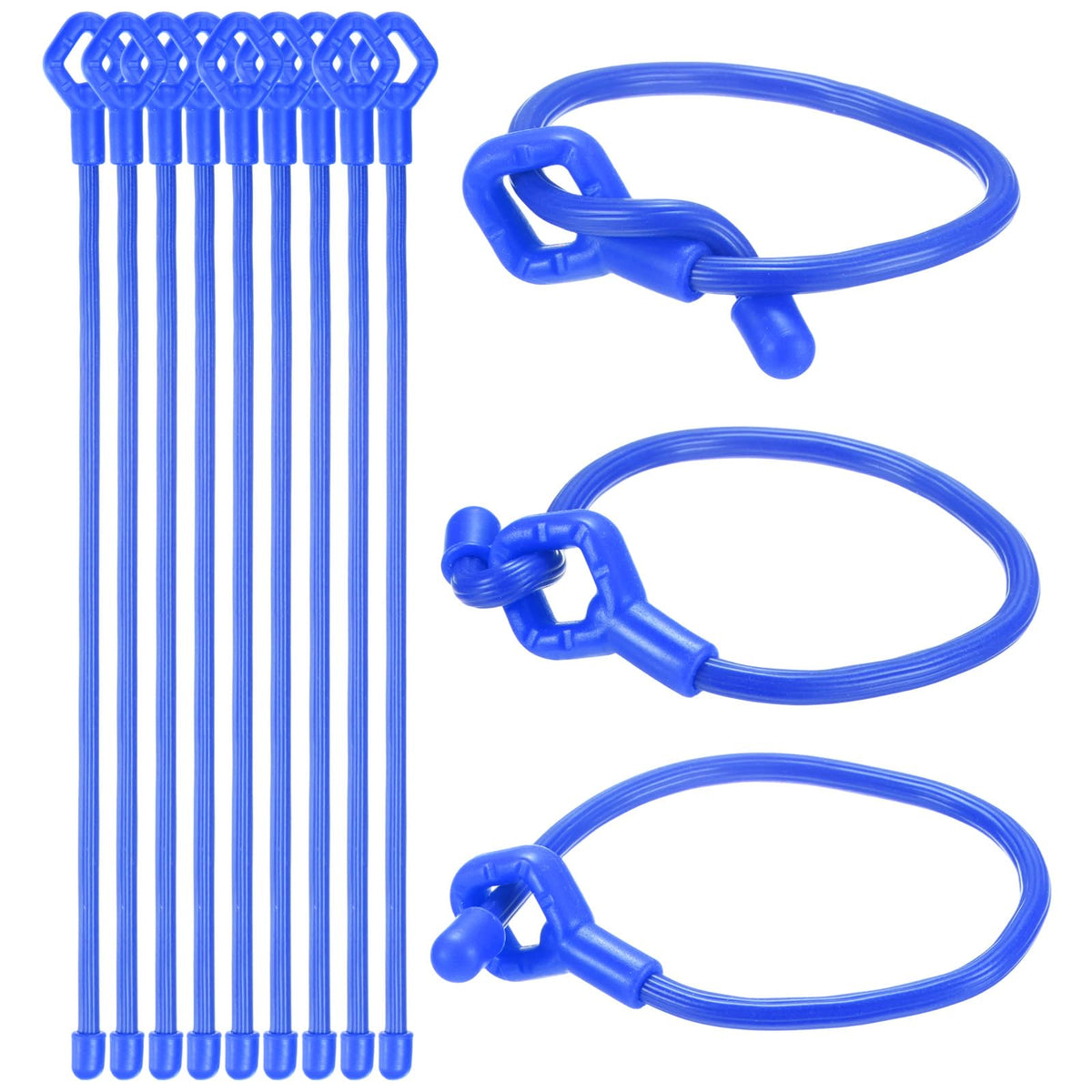 M METERXITY 12-Pack Adjustable Plant Ties, 10inch/25.4cm Silicone Flexible Multi-Function Sturdy Garden Twist Tie for Plant Support/Tree/Shrub/Vine, Reusable Support Twine [Blue]