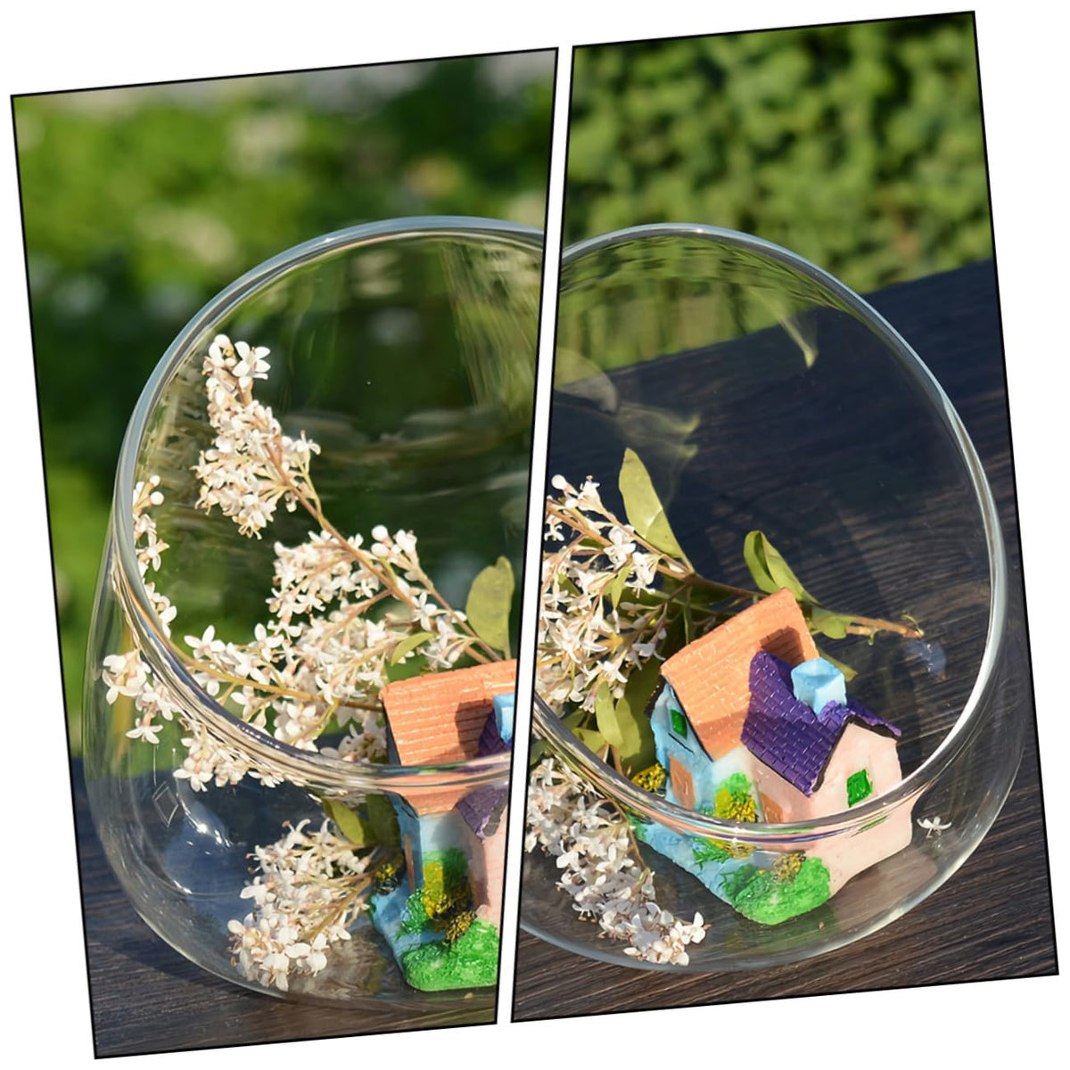 Zerodeko 3pcs Slant Cut Glass Terrarium Bottles for Micro Landscape, Succulent Plant Ecological Display, Glass Desk Ornament for Home Décor and Desktop Gardening