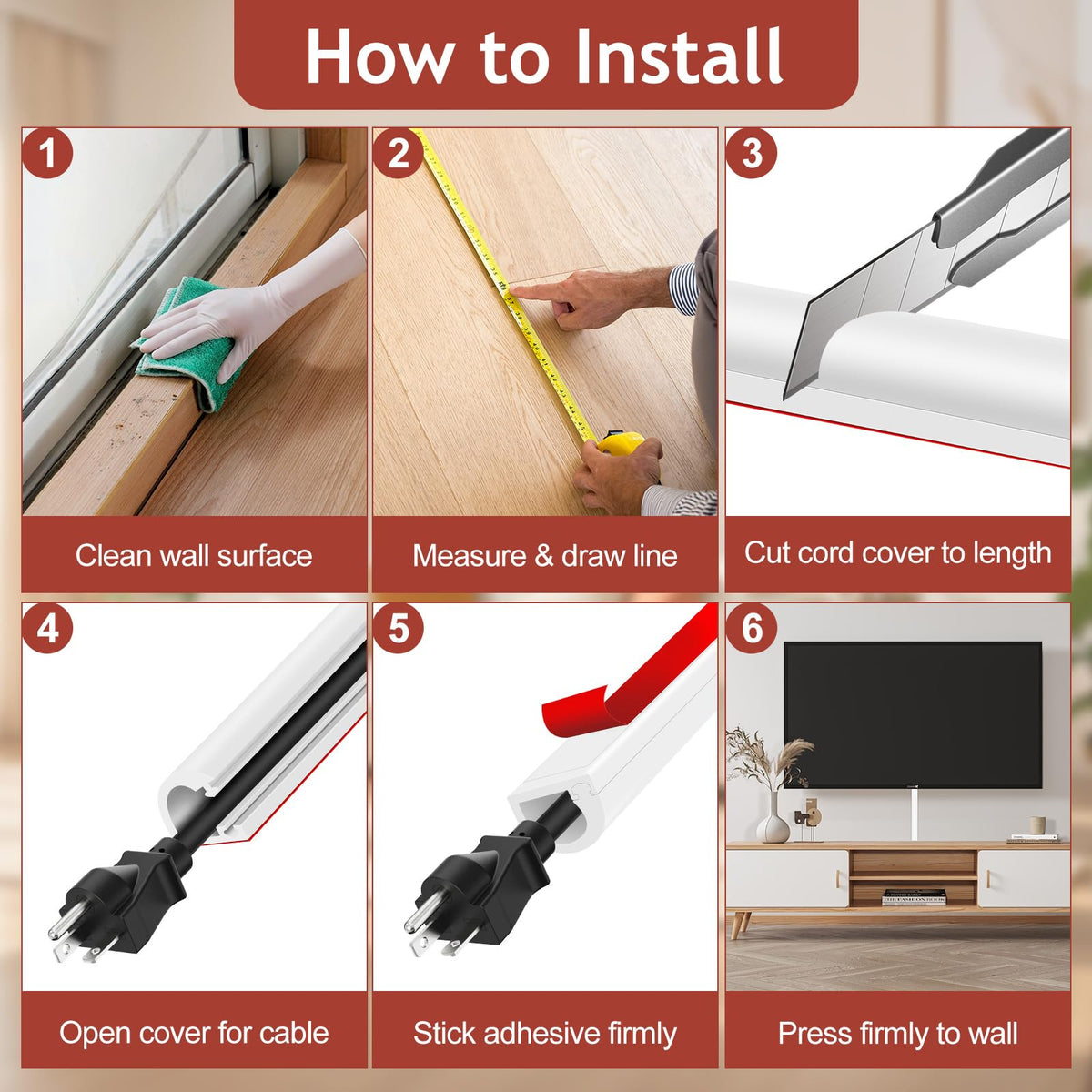 Self-Adhesive Silicone Cable Hider, Flexible Wire Cover Cable Raceway for Wires, Wall Mount TV, Home Audio, Network, Power, and Phone Line Managemen (White-1 Cable, 78inch)