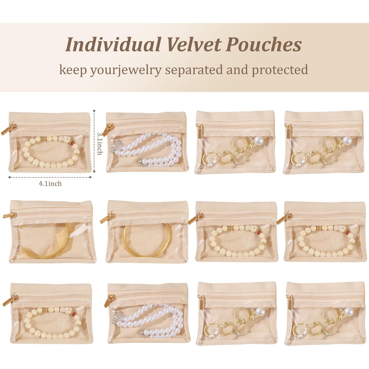 Yaliang Travel Jewelry Organizer, Travel Jewelry Box with 12 Velvet Zipped Pouches Bags for Jewelries Necklaces Rings Earrings Sorting Storage for Women Girl Gifts, Butter Yellow