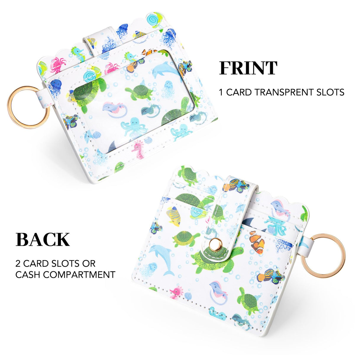 elephtree Wristlet Wallet Keychain,Beaded Silicone Bracelet PU Leather Card Holder Tassel Key Ring Bangle for Women Girls(Turtle)