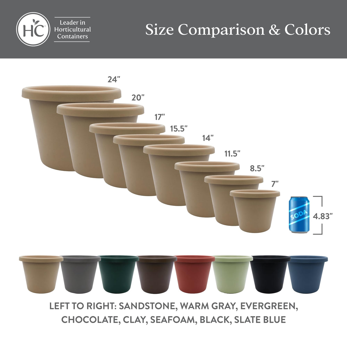 The HC Companies 11.5 Inch Classic Round Planter Pots with Drainage, Rolled Rim Plastic Planters for Indoor & Outdoor Plants, 2-Pack Decorative Flower Pots for Garden, Office & Home Decor, Clay