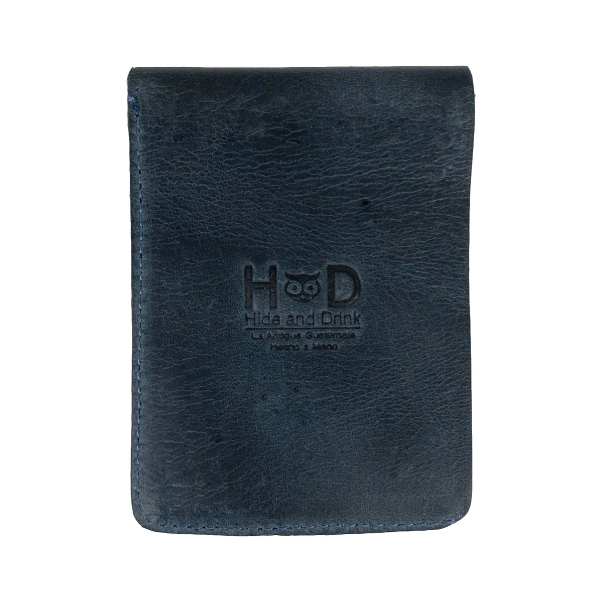 Hide & Drink, Vertical Front Pocket Wallet with Card Slot, Compact Storage for Bills, Card Holder, Full Grain Leather, Handmade, Slate Blue