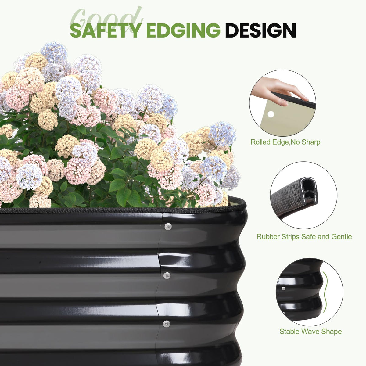 5-in-1 Adjustable Raised Garden Bed Kit | Galvanized Planter Boxes for Vegetables, Flowers | 12" Tall, Multiple Sizes (8x3x1ft, 9x2x1ft, 10x1x1ft, 6x5x1ft, 7x4x1ft) | Outdoor Metal Raised Bed, Grey