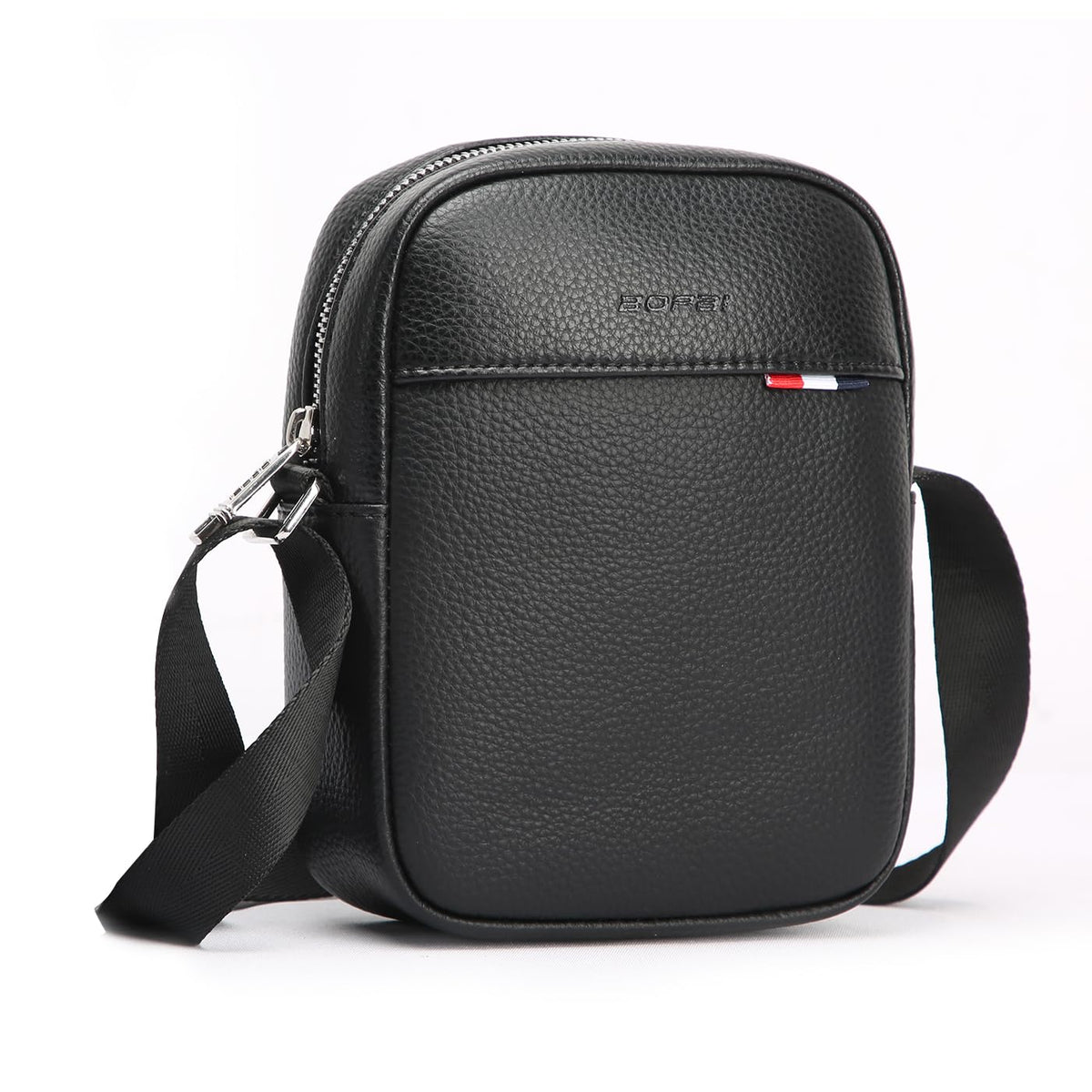 BOPai Genuine Leather Chest Sling Shoulder Crossbody Bag for Men Black