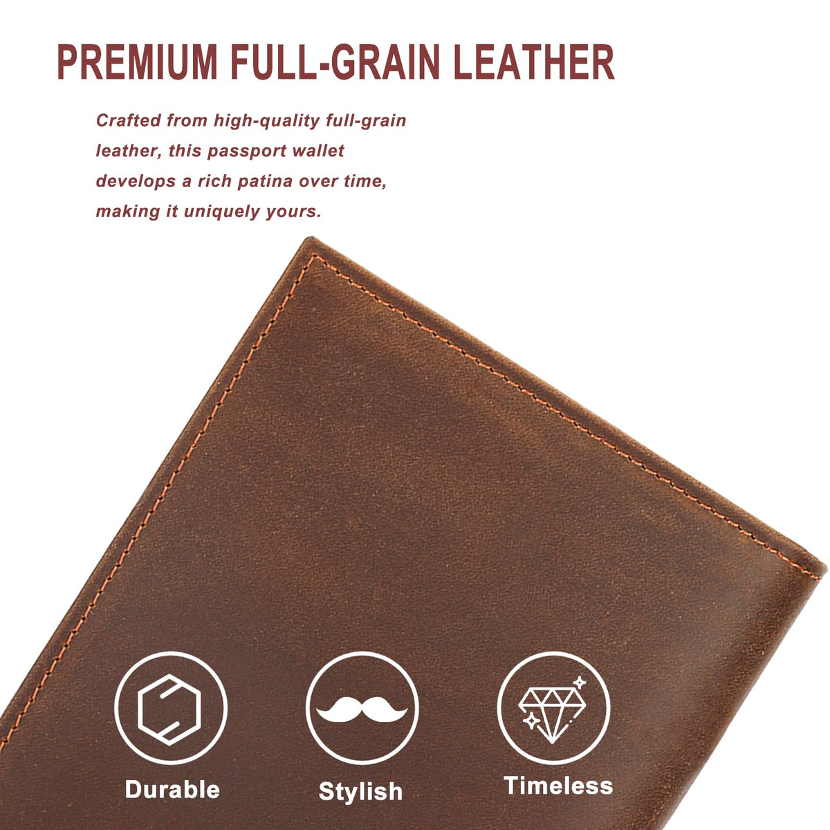 HIDO RFID Passport Holder for Men, Slim Leather Travel Wallet with Airtag Slot & RFID Blocking