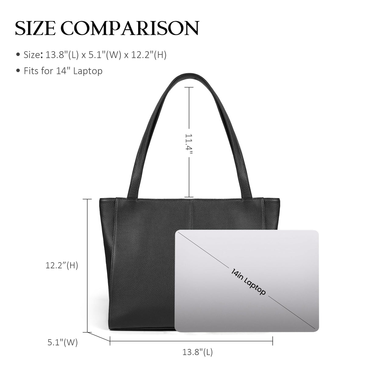 befen Black Genuine Leather Tote Bag for Women Work, Women's Leather Shoulder Bags Purses Satchel Handbags with Top Handles Work Purse