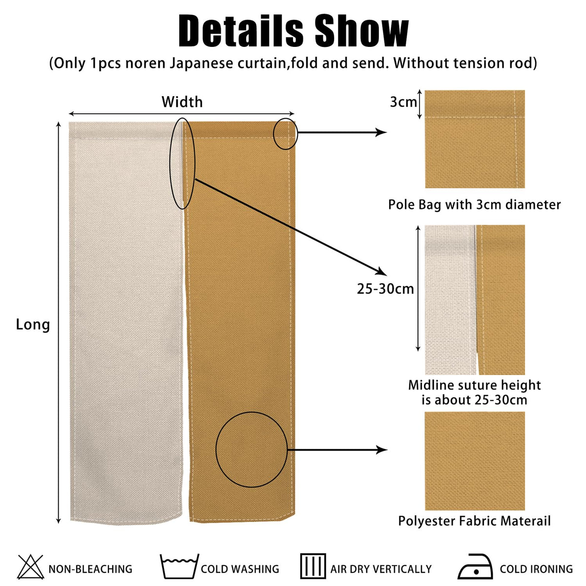 XMJJKUF Long Noren Japanese Doorway Curtain Japanese Window Treatment Feng Shui Door Curtain Tapestry Panel for Wall Hanging Room Privacy Divider Home Kitchen Decorations,33.5"x 70.9"