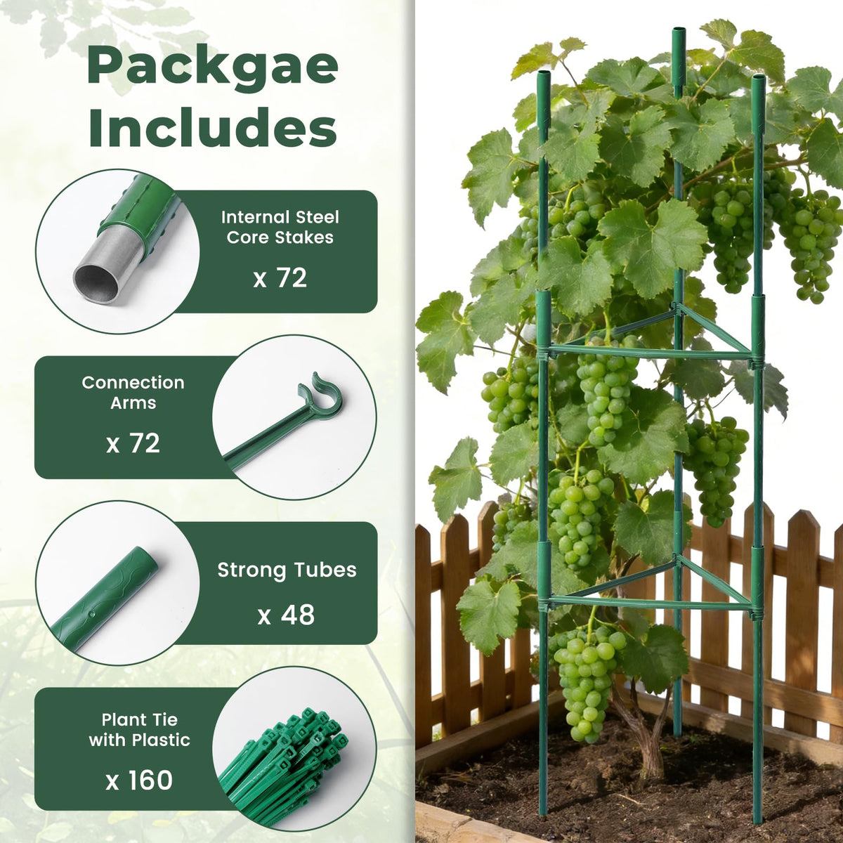 SDLDEER 8 Pack Tomato Cages for Garden, Up to 48in Adjustable Tomato Cage, Tomato Stakes Plant Cage for Garden Plant Support, Climbing Vegetables Plants Flowers