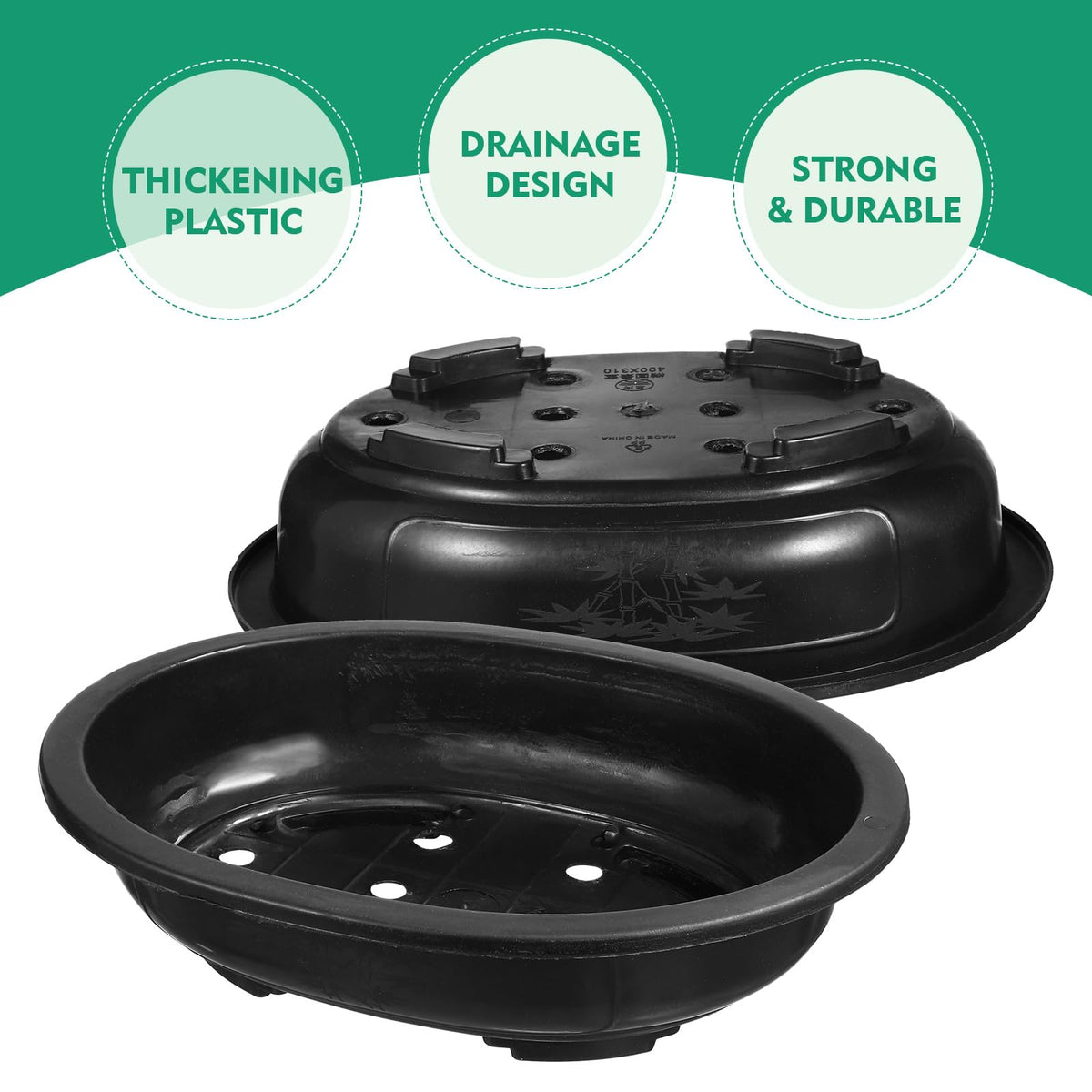 GANAZONO Large Oval Plastic Flower Pot Durable Gardening Planter for Succulents and Green Plants Indoor Outdoor Use Modern Elegant Design