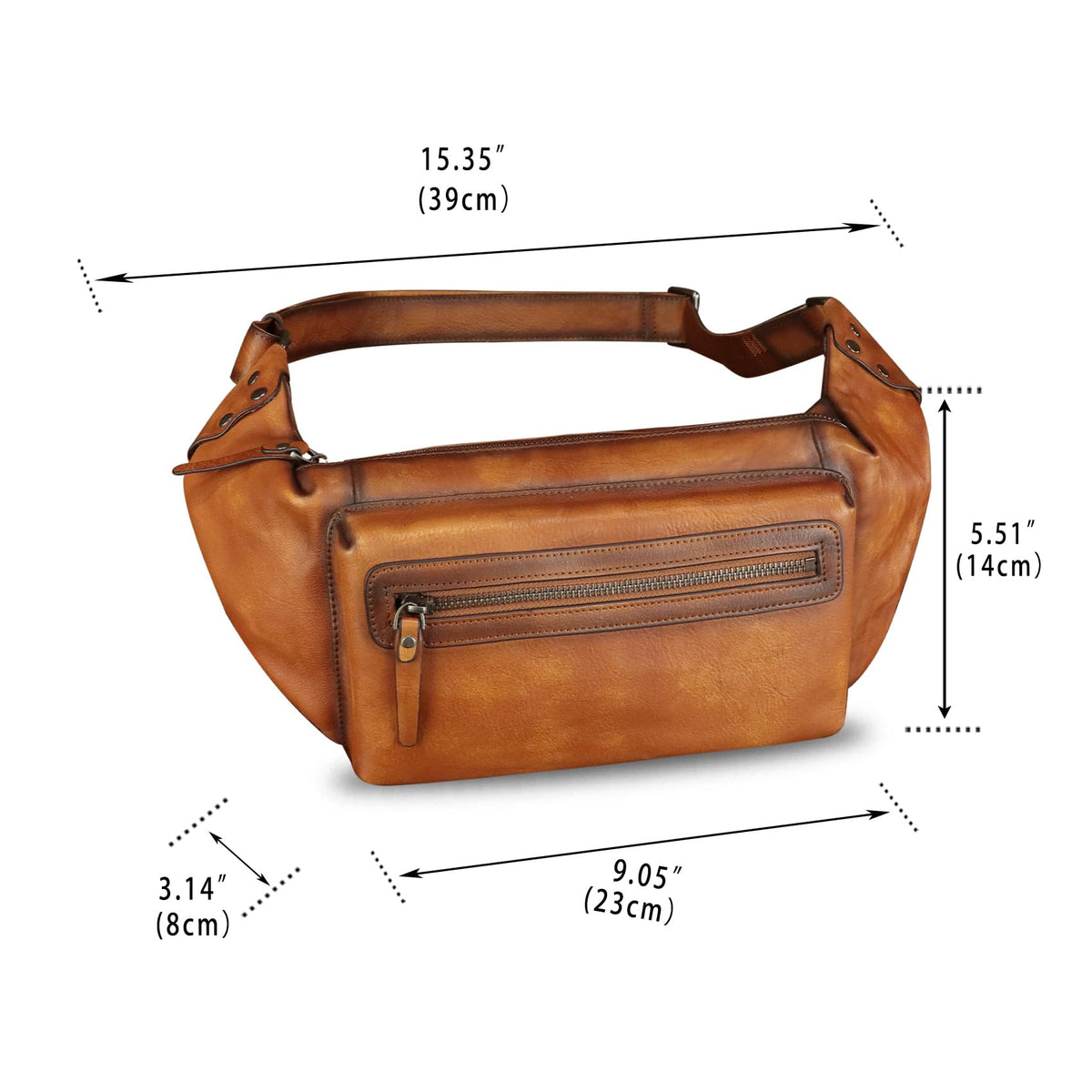 Genuine Leather Fanny Pack for Men and Women - Waist Bag, Hip Bag and Chest Purses (Brown)