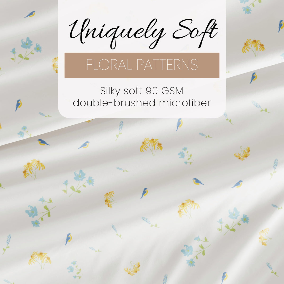 Linen Market Double-Brushed Patterned Microfiber Twin Sheet Set 3 Piece – Oeko-TEX Certified Ultra Soft & Wrinkle-Free - 16" Deep Pocket Sheets - Easy Care Twin Size - Bluebirds Light Blue