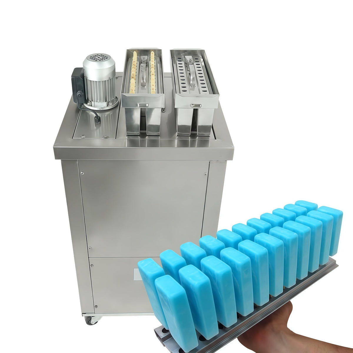 Kolice Commercial Brazilian Slim Molds Popsicle Machine, Ice Bars Machine, Ice Lolly Sticks Machine, Ice Lollipop Machine with 2 Slim Molds and 1 Aligner,123ml/each stick