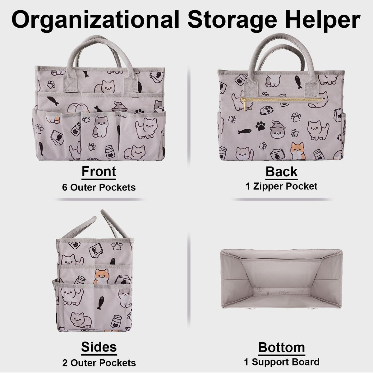 Cupohus Craft Organizer Tote Bag – Art Organizer, Craft Caddy with Multiple Pockets, Large Capacity Supply Storage Bag for Sewing, Knitting, Painting, and Travel (Pet Prints)