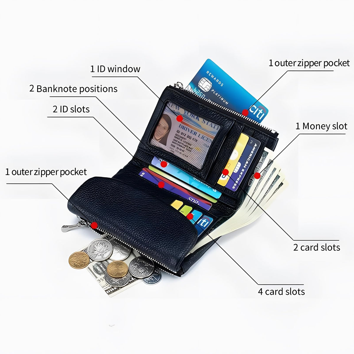 Pebble Leather Wallet,Unisex Short Genuine Leather Purse for Coins and Cards,Solid Multicolor Clutch Bags,Card Holder & Coin Id Cards (Red Black)