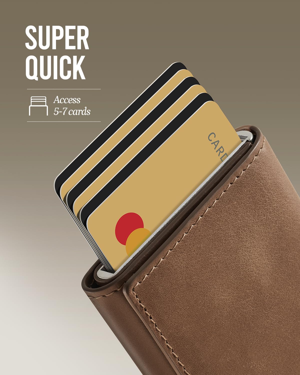 YESIIW Smart Wallet for Men with Premium Genuine Leather - Pop up Card Holder Mens Wallet for 8-10 Card Capacity | ID Window | Cash Slot | Coin Pocket | RFID Blocking - Slim, Thin (Brown)
