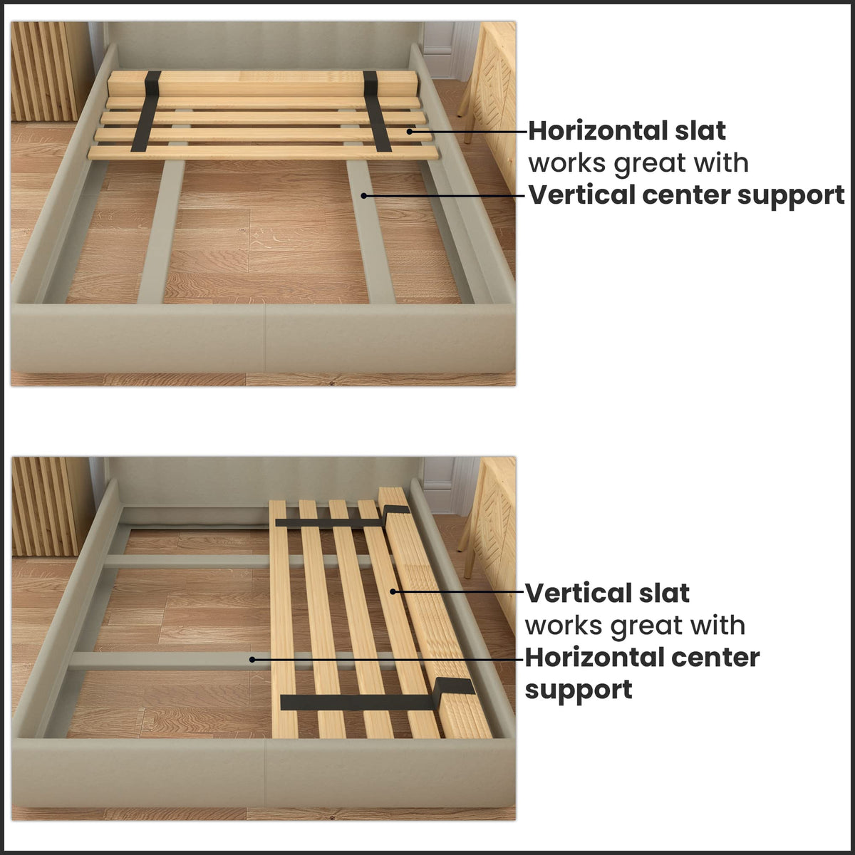 Continental Sleep, 0.68-Inch Vertical Wooden Bunkie Board/Bed Slats, Enhance Mattress Support, Twin(38.5"), Beige