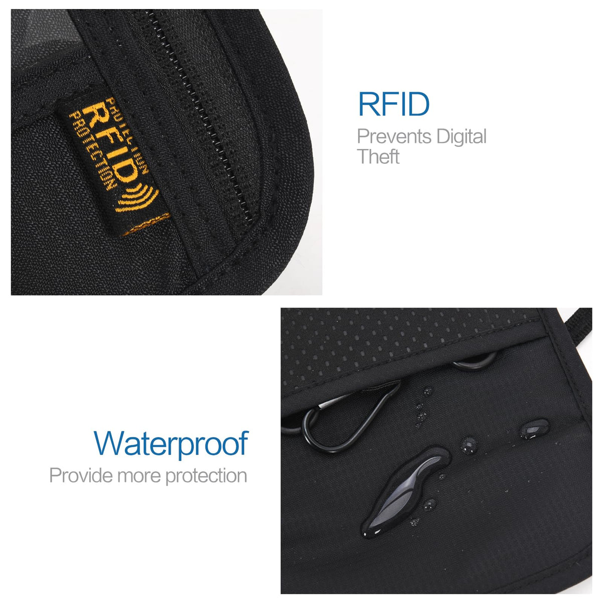 Neck Wallet Lightweight RFID Blocking Waterproof Travel Pouch Passport Wallets for Women Men （B-Red）