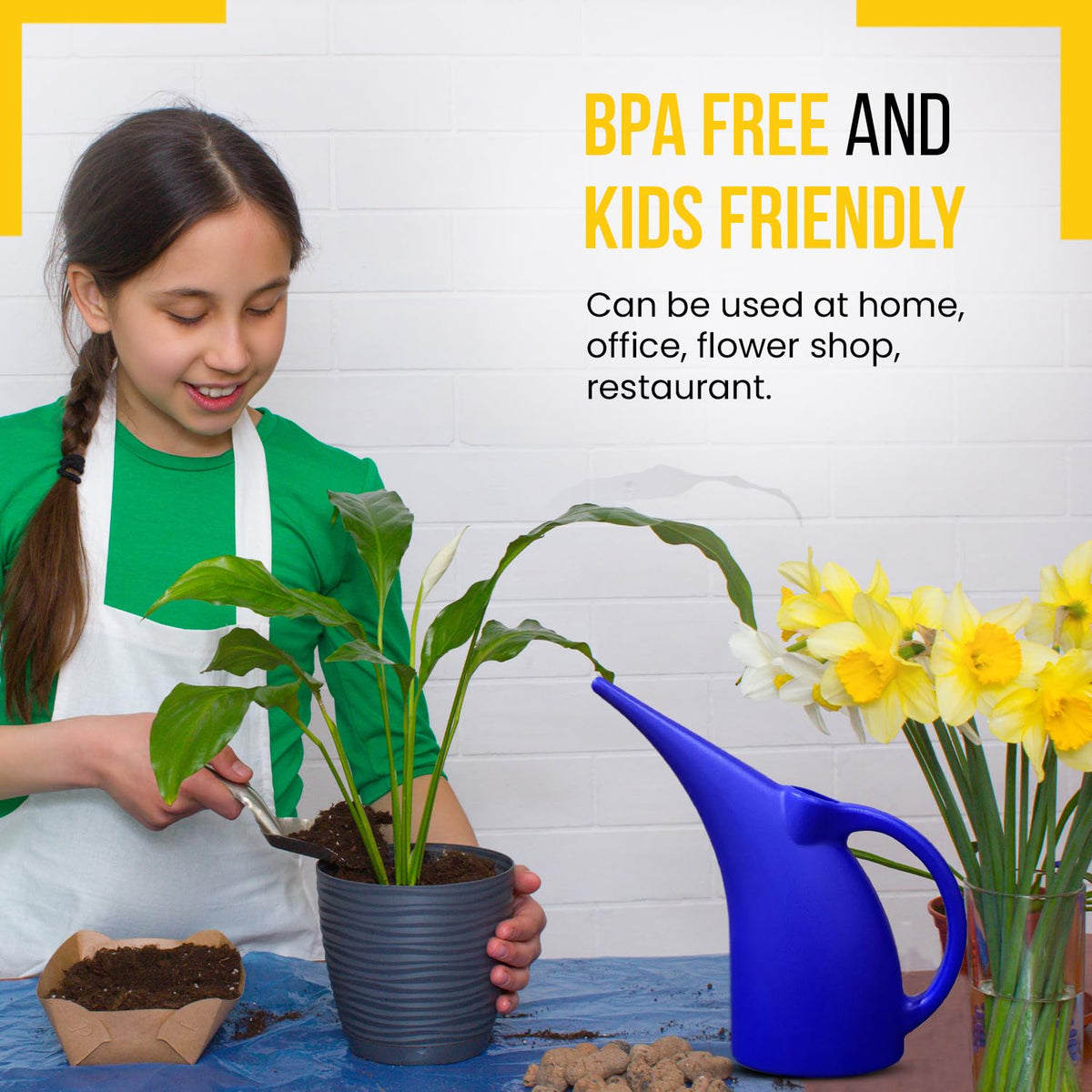 KP KOOL PRODUCTS Watering Can 1/2 Gallon - Small Watering Can for Indoor Plants - Outdoor Watering Can - Blue Plant Waterer - Plastic Watering Can for Garden - 1 Pack