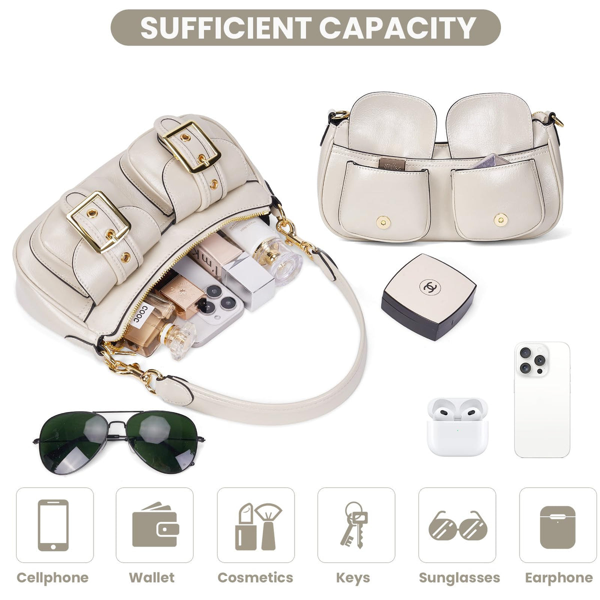 Shoulder Bag for Women Y2k Purse Leather Hobo Tote Handbag Trendy Going Out Purse Crossbody Everyday Purse