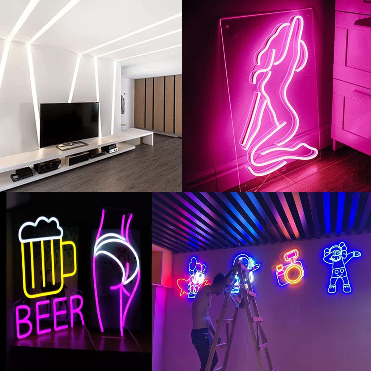 Maxlaxer Green Neon LED Strip Lights, 16.4ft 12V Waterproof Flexible Light for Indoor/Outdoor Decoration (Includes Power Adapter)