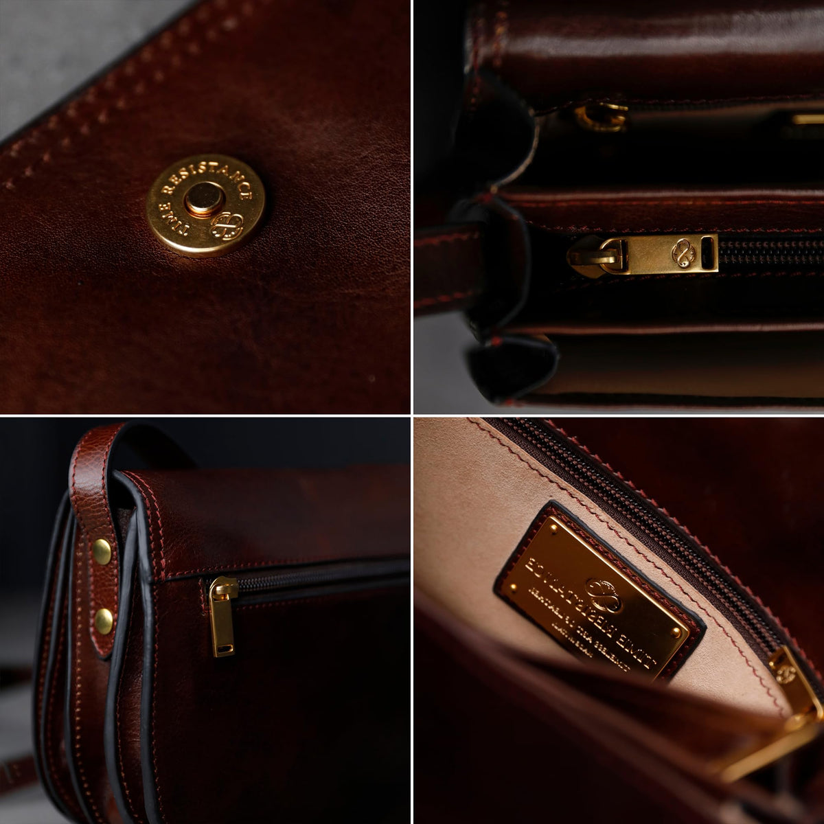 Time Resistance Leather Crossbody Bag for Women - Shoulder Messenger Purse (Brown) - Gift Box Included