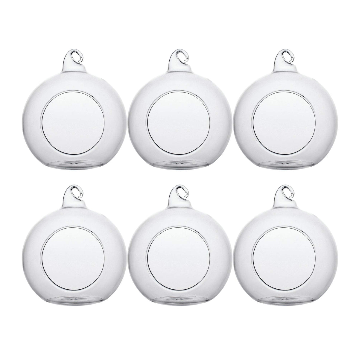 Ecosides Tealight Hanging Holders Hanging Glass Orbs Candle Holders Without 2 Side Hole Candlestick Terrarium Globe(6Pcs)