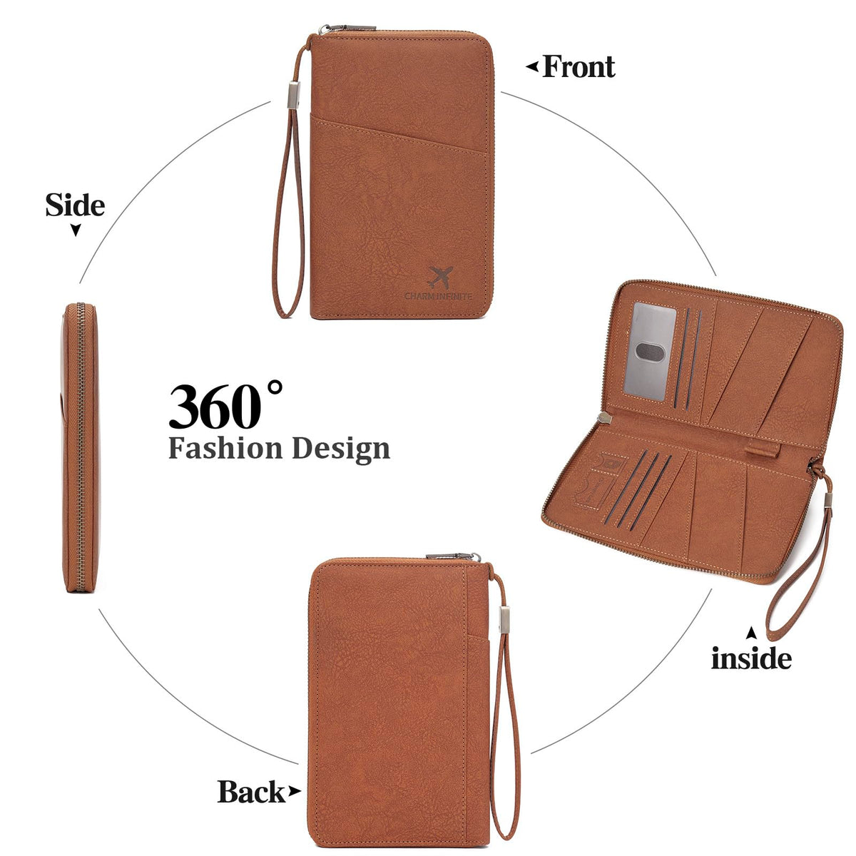 LEEXTON Family Passport Holder Wallet RFID Blocking Zippered Passport Wallet,Women and Men Travel Wallet Ladies Passport Cover
