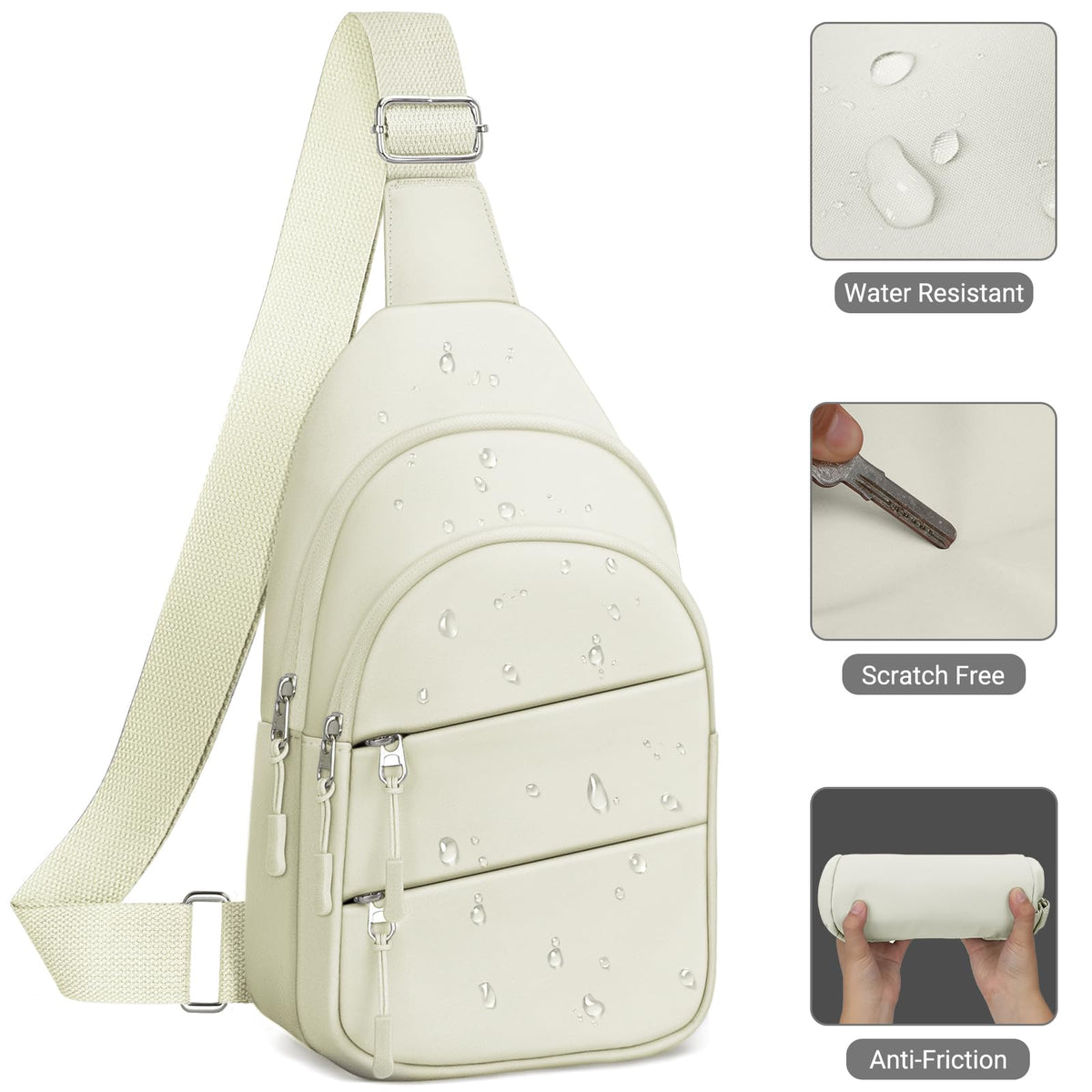 Tuwubi Crossbody Bags for Women, Sling Bag for Men, Small Hiking Backpack Anti Theft Lightweight for Outdoors Travel (M, Beige)
